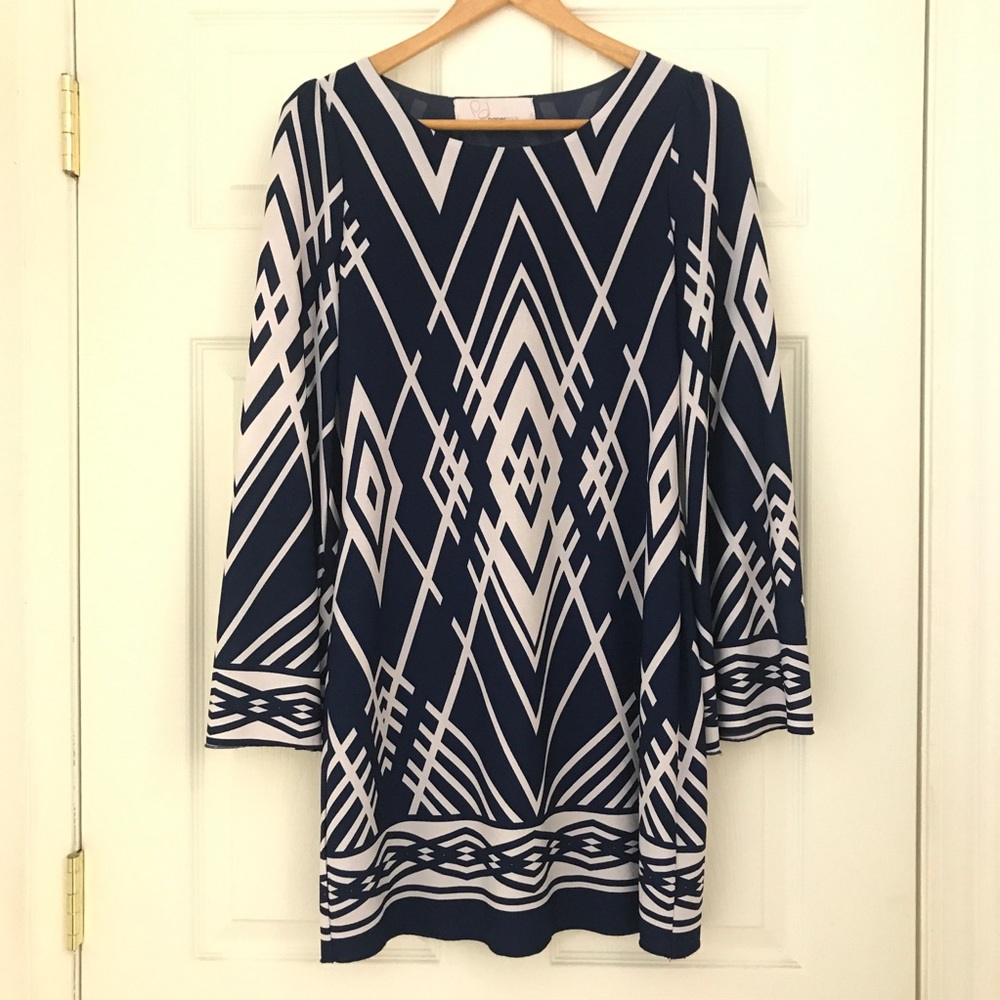 PAPER DOLLS Navy & White Patterned Dress